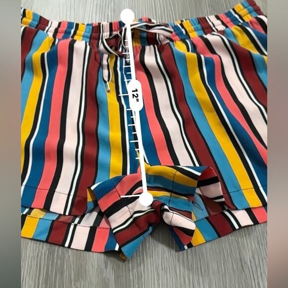 Guess Bright Multicolor Striped High Rise Tie Waist Shorts‎ Size XL - Picture 9 of 10